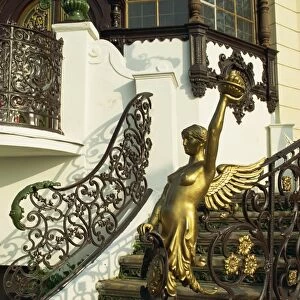 Art nouveau staircase at Hanava Pavilion, Prague, Czech Republic, Europe