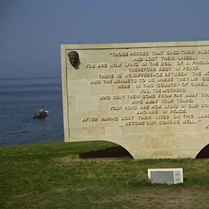 The Ataturk message, Anzac Cove Cemetery, near Gallipoli, Turkey, Europe