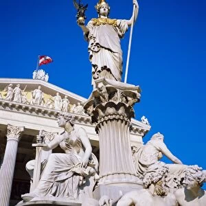 Athena statue in front of the Parliament building, Vienna, Austria