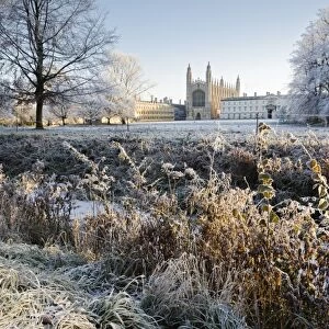 The Backs, Kings College Chapel in winter, Cambridge, Cambridgeshire