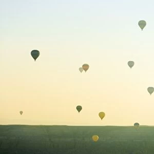 Balloon flight over Goreme, UNESCO World Heritage Site, Goreme, Cappadocia, Anatolia