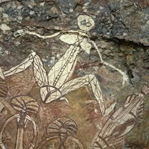 Barrginj, wife of Namarrgon the Lightning Man, one of the supernatural ancestors depicted at the aboriginal rock art site at Nourlangie Rock in Kakadu National Park, UNESCO World Heritage Site, Northern Territory