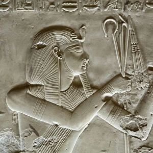 Bas-relief of Pharaoh Seti I, Temple of Seti I, Abydos, Egypt, North Africa, Africa