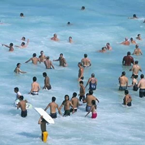 Bathers at Tamarama, fashionable beach south of Bondi in the eastern suburbs