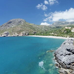 Bay and beach of Souda, Plakias, South Crete, Crete, Greek Islands, Greece, Europe