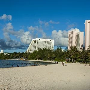The bay of Tamuning with its hotel resorts in Guam, US Territory, Central Pacific, Pacific