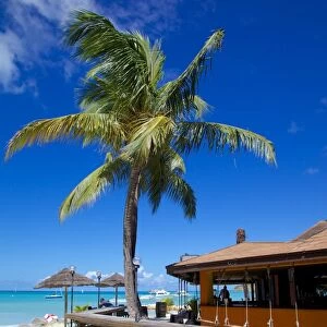 Beach and beach bar, Dickenson Bay, St. Georges, Antigua, Leeward Islands, West Indies, Caribbean, Central America