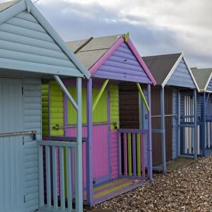 Beach huts at Herne Bay, Kent, England, United Kingdom, Europe