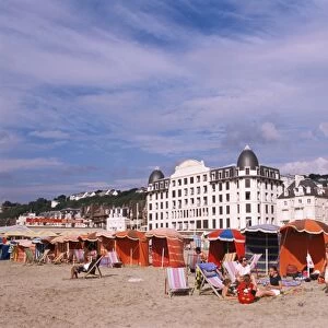 Beach tents on the beach, Trouville, Basse Normandie (Normandy), France, Europe