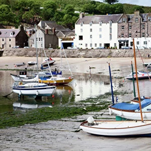 Beached yachts the Harbour at Stonehaven, Aberdeenshire, Scotland, United Kingdom, Europe