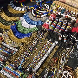 Beads and weavings for sale on the Marine Parade