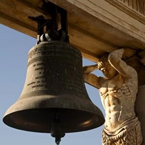 Bell and carving, cathedral, Leon, Nicaragua, Central America