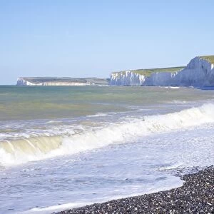 Birling Gap and chalk cliffs of the Seven Sisters, East Sussex, South Downs National Park, England, United Kingdom, Europe