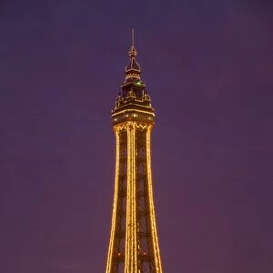 Blackpool Illuminations at dusk, Blackpool, Lancashire, England, United Kingdom