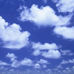 Blue sky with puffy white cumulus clouds near Taupo, New Zealand, Pacific