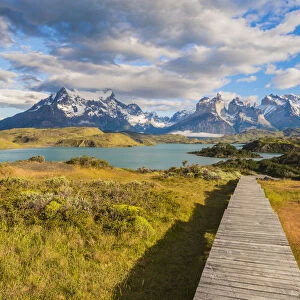 Boardwalks at Lake Pehoe, Torres Del Paine National Park, Patagonia, Chile, South America