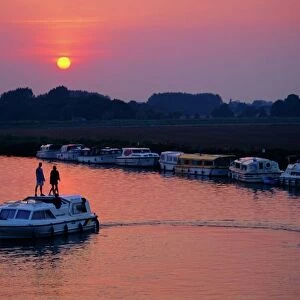 Boating, Acle, Norfolk Broads, Norfolk, England, UK, Europe