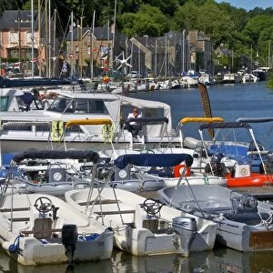 Boats in Marina, Banks of River Rance, Dinan, Cotes d Armor, Brittany, France, Europe