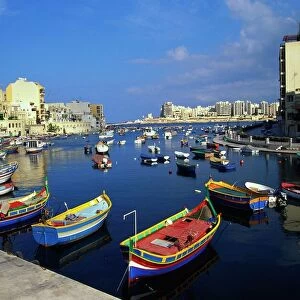 Boats Moored in Saint Julians Bay, Malta