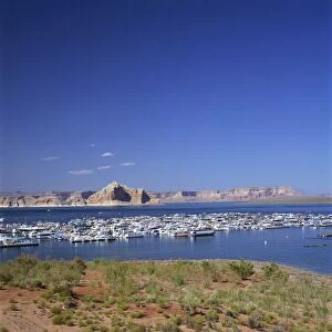 Boats for recreation moored on Lake Powell