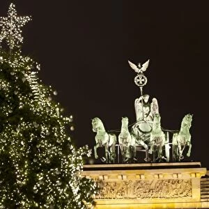 The Brandenburg Gate and Christmas Tree, Berlin, Germany, Europe