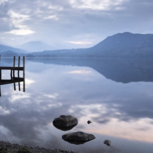 Brandlehow Bay, Borrowdale, Lake Derwent Water at daybreak, Lake District National Park