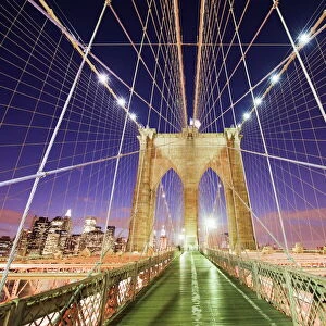 Brooklyn Bridge and Manhattan skyline from Brooklyn, New York City, New York