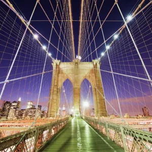 Brooklyn Bridge and Manhattan skyline from Brooklyn, New York City, New York