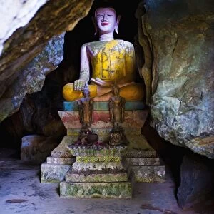 Buddha hidden in the Tham Sang Caves, Vang Vieng, Laos, Indochina, Southeast Asia, Asia