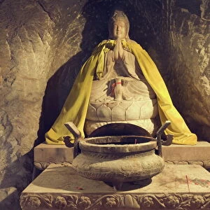 Buddha statue in grotto, Tanzhe Temple, Beijing, China, Asia