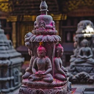 Buddha statue at Swayambunath temple, UNESCO World Heritage Site, Kathmandu, Nepal, Asia