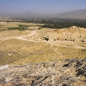 Buddhist caves at Takht-I-Rusam (Rustams throne), part of a stupa-monastery complex carved from rock dating from the Kushano-Sasanian period 4th-5th century AD. Samangan Province