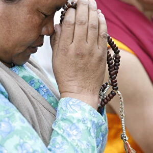 Buddhist prayers, Kathmandu, Nepal, Asia