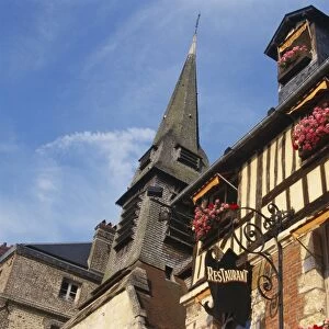 Building Exterior and Church Spire, Quai St Etienne, Normandy, France