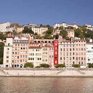 Buildings of Old Lyon and the River Saone, Lyon, Rhone, Rhone-Alpes, France, Europe
