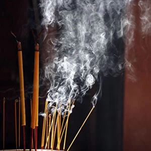 Burning incense sticks, Taoist temple, Emperor Jade Pagoda (Chua Phuoc Hai)