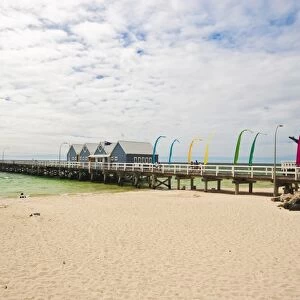 The Busselton Jetty, the longest in the southern hemisphere, originally the wooden jetty was built for the logging trade in the 1850, now a tourist attraction, Busselton, Western Australia