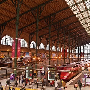 A busy Gare du Nord station in Paris, France, Europe