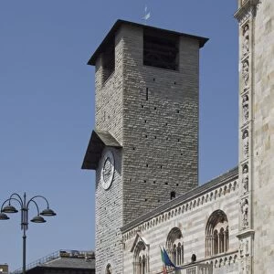 Campanile clock tower, the Duomo e Broletto, City of Como, Lake Como, Italy, Europe