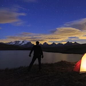 Camping under the stars on Rosset Lake at an altitude of 2709 meters, Gran Paradiso National Park