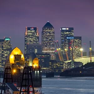Canary Wharf and Docklands skyline from Woolwich, London, England, United Kingdom, Europe