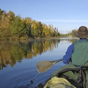 Canoeing on Hoe Lake, Boundary Waters Canoe Area Wilderness, Superior National Forest