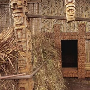 Carved doorway, Chefferie, Bandjoun, Cameroon, West Africa, Africa