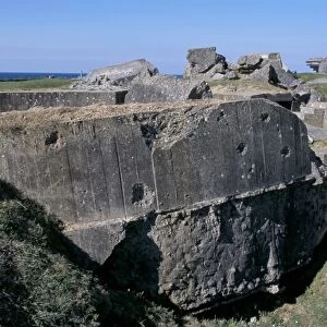 Casemate ruins from the Second World War, Pointe du Hoc, Calvados, Normandy