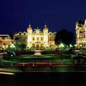 The casino and hotel de Paris by night, Monte Carlo, Monaco