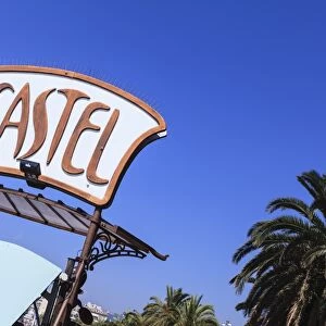 Castel Plage beach sign, Nice, Alpes Maritimes, Provence, Cote d Azur, France, French Riviera, Europe