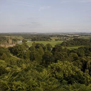 Castle in woodland seen from Capel Mair, Margam Country Park, Port Talbot