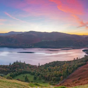 Cat Bells fell at sunrise, Derwentwater, Lake District National Park, Cumbria, England