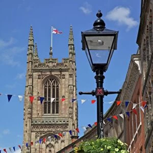 Cathedral and lamp post, Derby, Derbyshire, England, United Kingdom, Europe