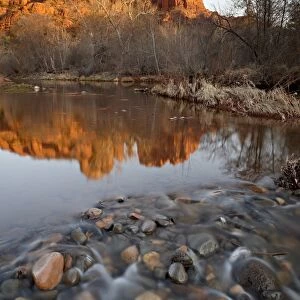 Cathedral Rock reflected in Oak Creek, Crescent Moon Picnic Area, Coconino National Forest